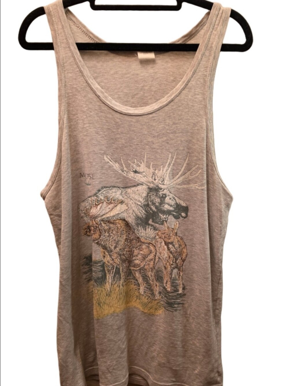 Y2K Moose Wildlife Graphic Tank Top ProSpirit Made in Canada Cottagecore M